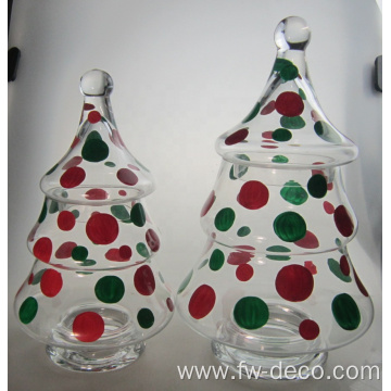 christmas tree shape glass jar with lid